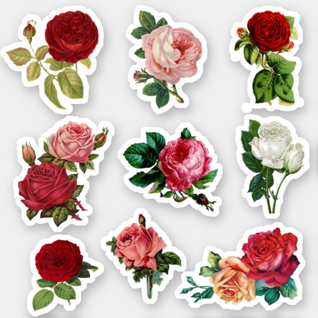 Vintage Rose Wedding Scrapbook Stickers